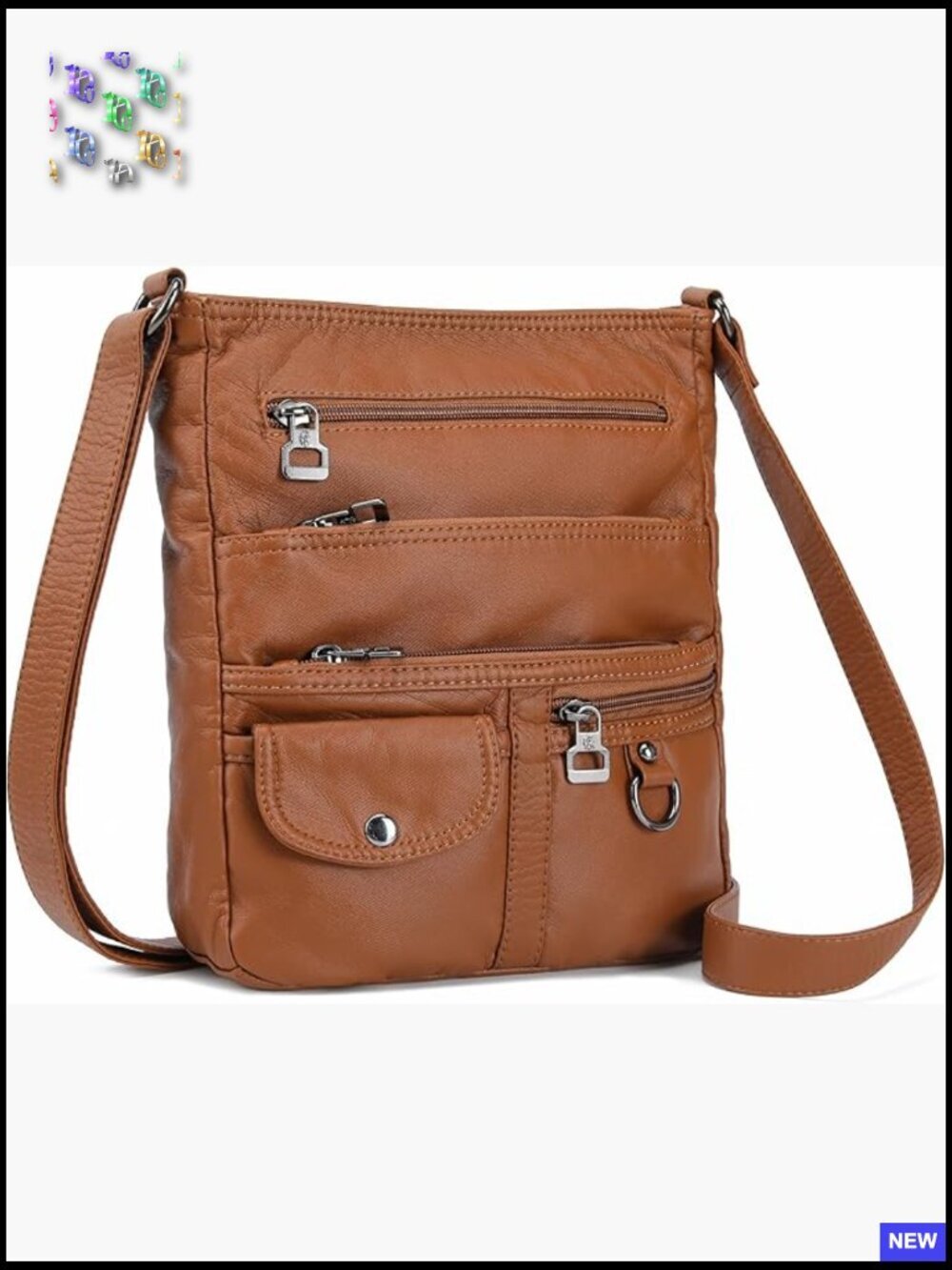 Multi Pocket Crossbody Bag Soft Faux Leather Travel Shoulder Bag Women